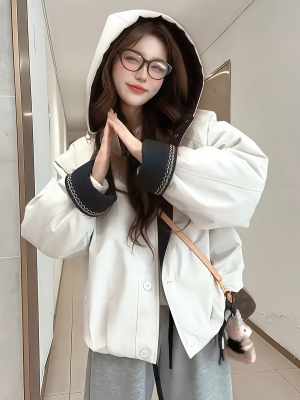 2025秋冬新款加绒加厚外套女休闲宽松冲锋衣夹克时尚显瘦棉服上衣