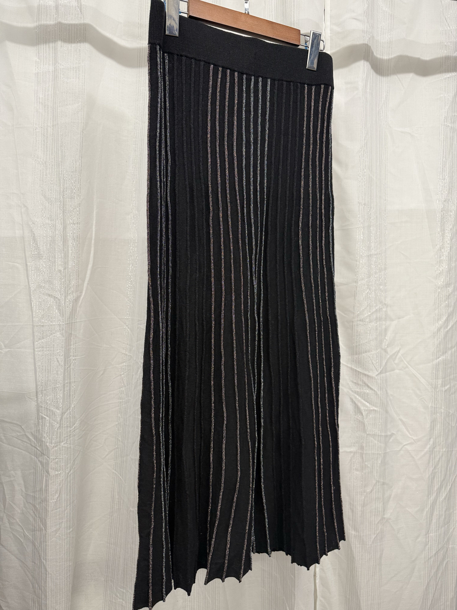 品牌样 百搭条纹少量羊毛混针织裙半身裙