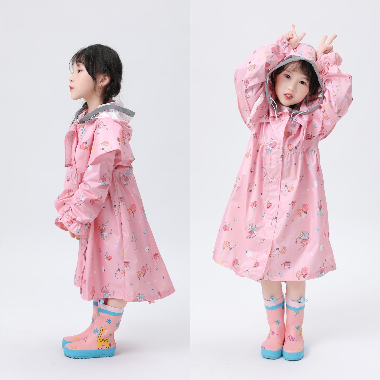 儿童小孩2025中长款全身防水书包位学生女孩雨衣雨披收纳户外时尚