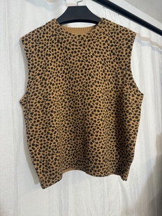 推荐 超百搭羊毛豹纹灰色针织背心（直接拍付收货退运