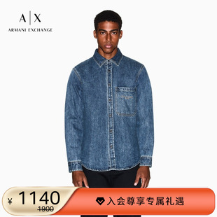 EXCHANGE 衬衫 阿玛尼冬新款 休闲刺绣牛仔外套式 上衣 男美式 ARMANI