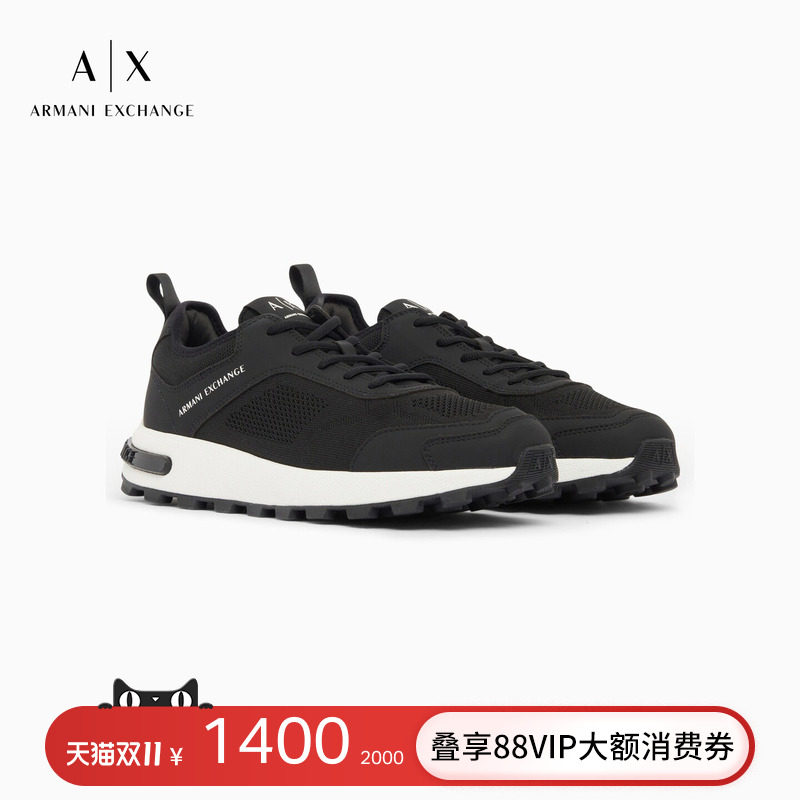 ARMANI EXCHANGE/阿玛尼秋冬新款男士系带低帮网布拼接运动休闲鞋