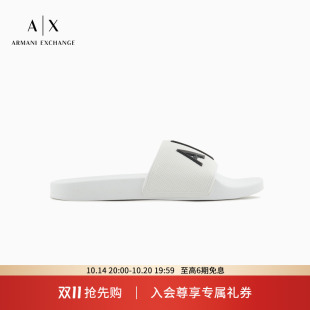 EXCHANGE Logo沙滩拖鞋 阿玛尼男士 单袢带平底网布经典 凉鞋 ARMANI