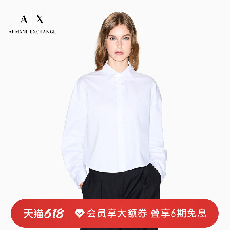 ARMANI EXCHANGE/阿玛尼夏季新款女士纯棉长袖休闲通勤西装衬衫