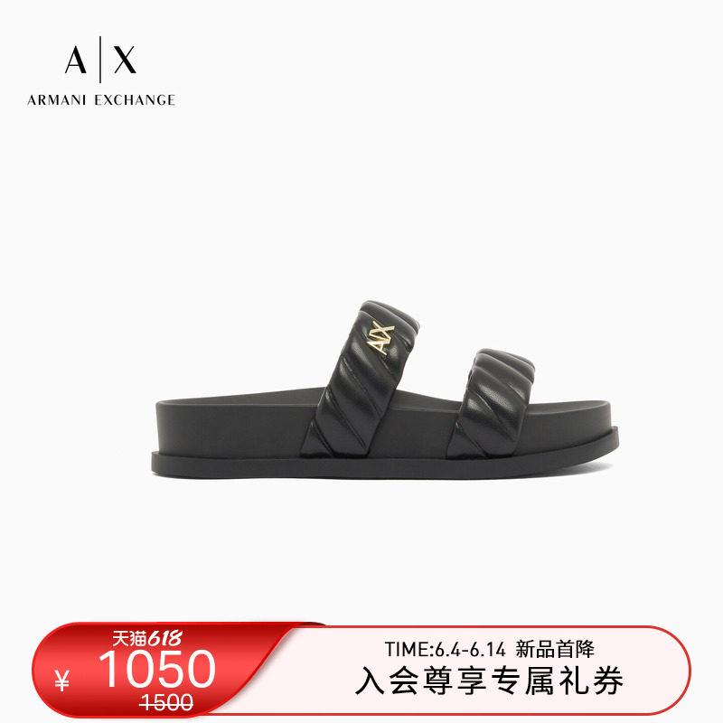 ARMANI EXCHANGE/阿玛尼26年夏季新款女士双袢带一脚蹬平底凉鞋