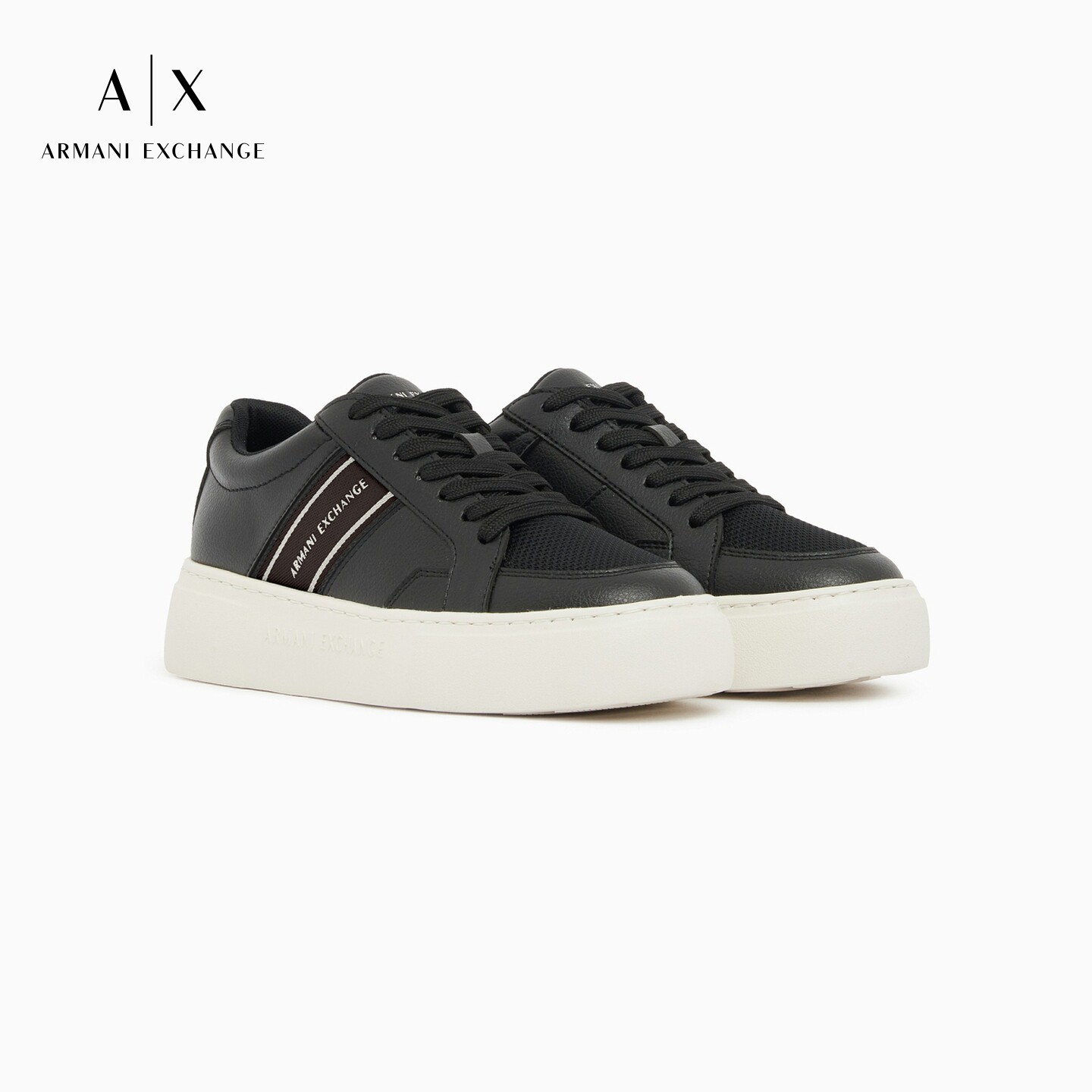 ARMANI EXCHANGE/阿玛尼秋冬新款女系带低帮网布拼接运动休闲板鞋