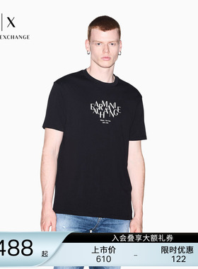 ARMANI EXCHANGE/阿玛尼26春夏新款男士圆领短袖正肩印花纯棉T恤