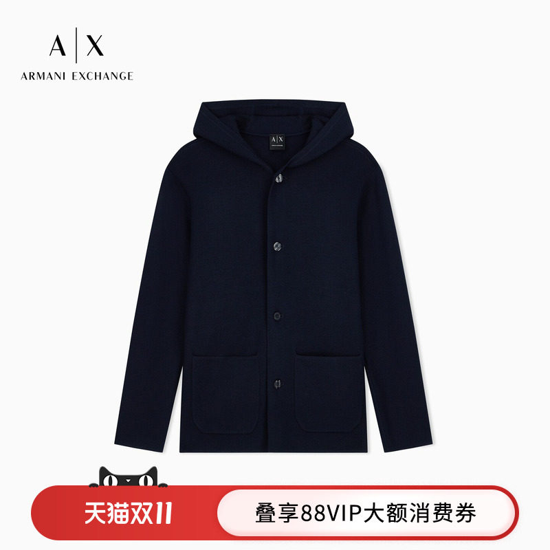 ARMANI EXCHANGE/阿玛尼秋冬新款男士连帽肌理感休闲西服西装外套
