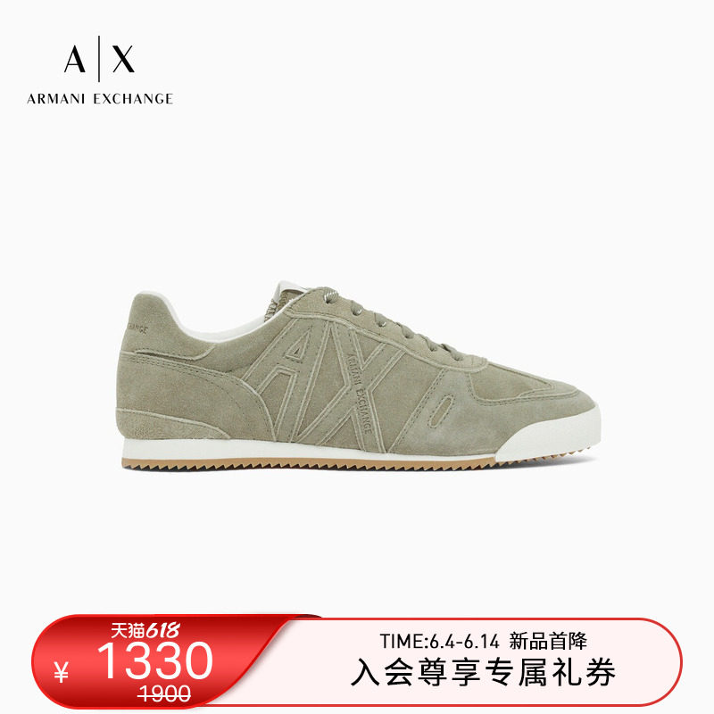 ARMANI EXCHANGE/阿玛尼夏季新款男绒面革系带低帮都市休闲运动鞋