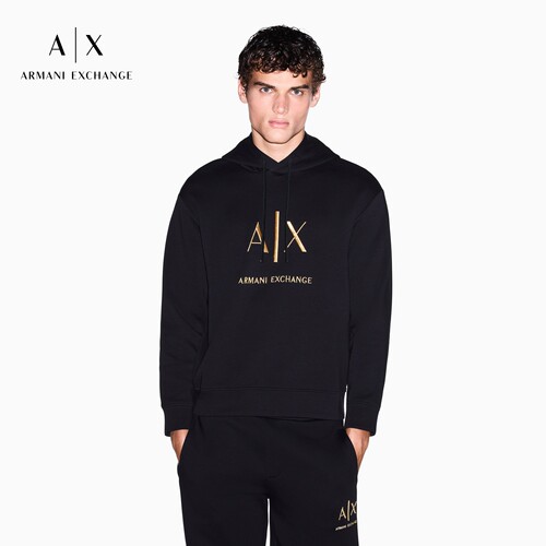 AX/阿玛尼男士宽松连帽重磅卫衣