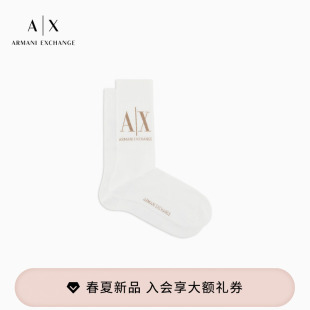 提花耐穿运动微弹中筒堆堆棉袜官方 阿玛尼男士 ARMANI EXCHANGE