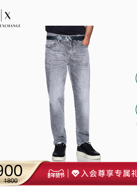 ARMANI EXCHANGE/阿玛尼秋冬新款男修身休闲复古水洗纯棉牛仔长裤