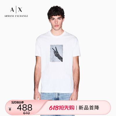 AX/阿玛尼男士圆领短袖正肩T恤