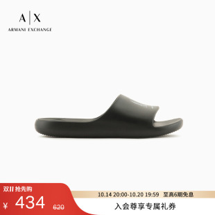 EXCHANGE Logo休闲平底沙滩拖鞋 阿玛尼男士 单袢带经典 凉鞋 ARMANI