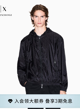 ARMANI EXCHANGE/阿玛尼男士连帽机能户外运动满印飞行员夹克外套