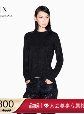 ARMANI EXCHANGE/阿玛尼秋冬新款女士圆领羊毛混纺老钱风针织毛衣