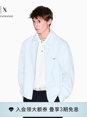 ARMANI EXCHANGE/阿玛尼夏季新款男士翻领条纹刺绣牛仔夹克薄外套