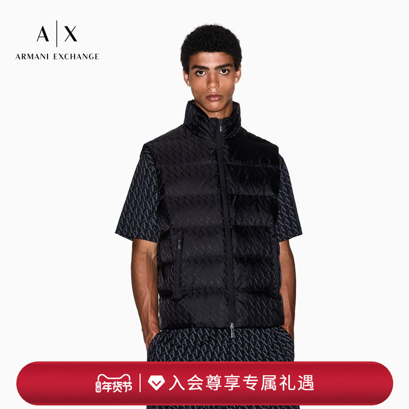 ARMANI EXCHANGE/阿玛尼冬季新款男80白鸭绒立领绗缝羽绒马甲外套,男装,羽绒马甲,淘宝优惠券,粉丝福利购,淘宝优惠卷