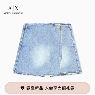 新款 ARMANI EXCHANGE 阿玛尼26年夏季 女士复古休闲水洗牛仔短裤