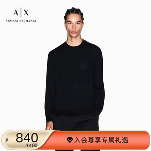 男圆领羊毛混纺老钱风针织毛衣内搭 阿玛尼冬新款 ARMANI EXCHANGE