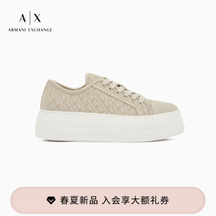 女系带低帮厚底满印休闲运动板鞋 阿玛尼春夏新款 EXCHANGE ARMANI