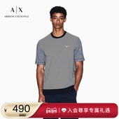EXCHANGE 阿玛尼秋冬新款 男士 ARMANI 纯棉圆领短袖 针织薄T恤
