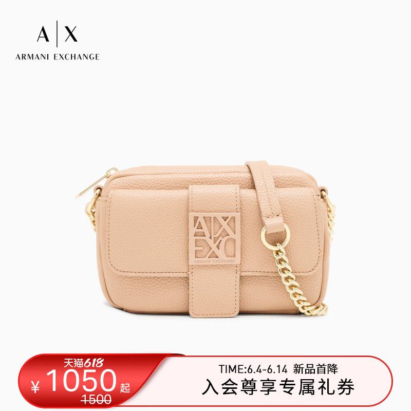 ARMANI EXCHANGE/阿玛尼春夏女士通勤休闲横款拉链单肩链条斜挎包