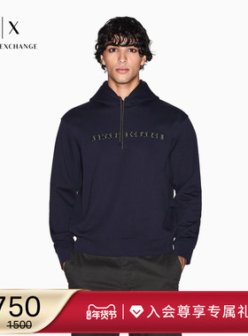 ARMANI EXCHANGE/阿玛尼冬季新款男连帽套头宽松重磅纯色运动卫衣