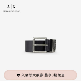 牛剖层革复古老钱风针扣腰带皮带礼物 阿玛尼男士 ARMANI EXCHANGE