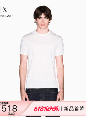 ARMANI EXCHANGE/阿玛尼26春夏新款男士压花圆领短袖正肩纯棉T恤