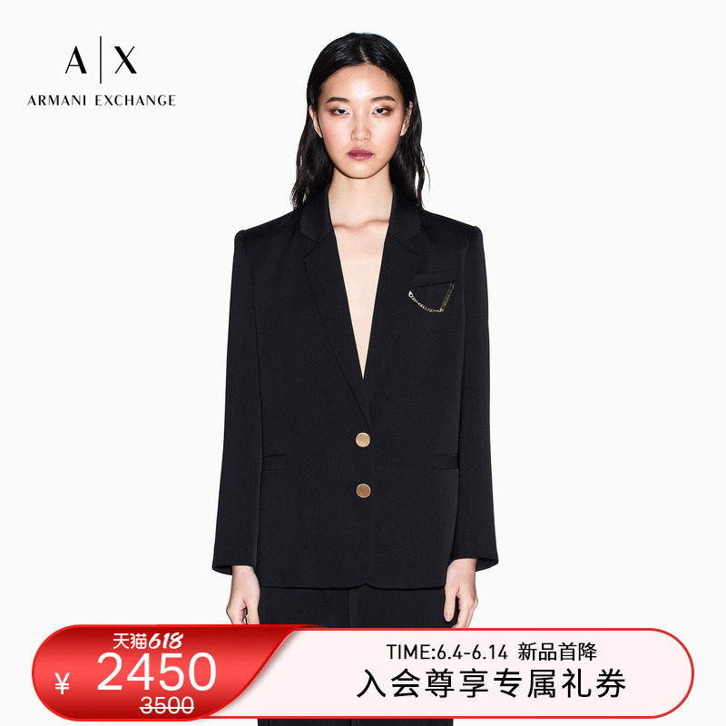 ARMANI EXCHANGE/阿玛尼26年春夏新款女士平驳领单排扣西装薄外套