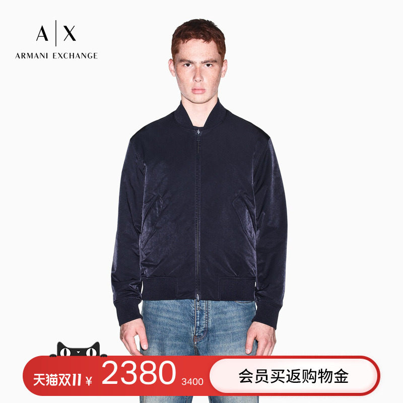 ARMANI EXCHANGE/阿玛尼秋冬新款男士棒球领双面穿拉链夹克外套