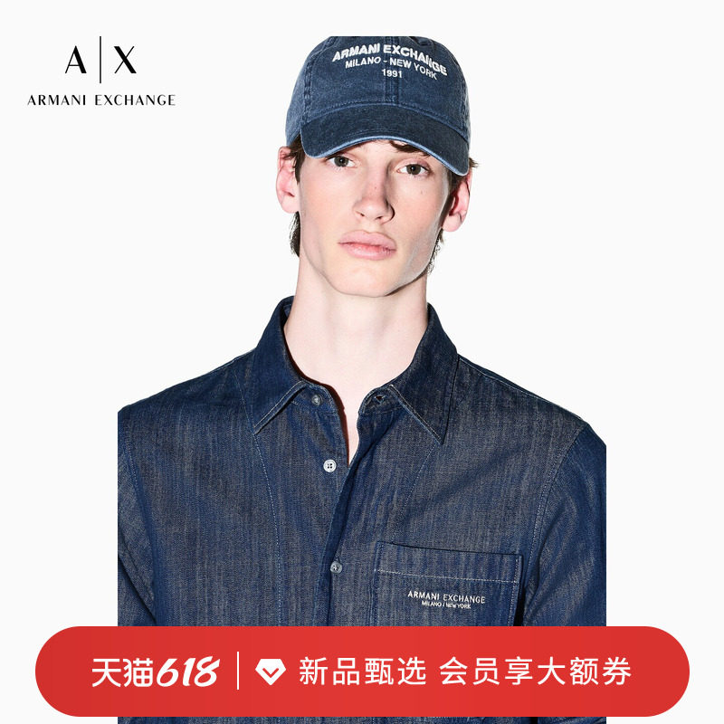ARMANI EXCHANGE/阿玛尼26年秋季新款男士纯棉刺绣复古棒球帽官方