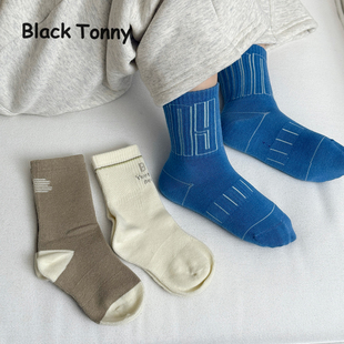 小黑托昵儿童袜子男女童秋冬男宝宝吸汗无骨宝宝棉袜学生中筒袜子