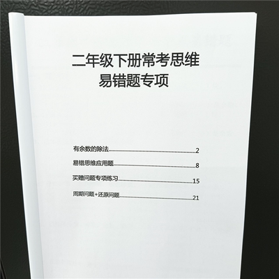 二年级下册数学常考易错思维应用题专项训练必考重点假期练习本