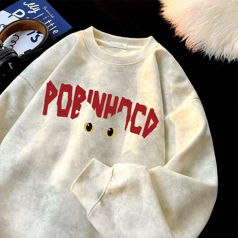 奥特莱斯~品牌外贸专柜捡漏扎染美式复古秋冬加绒圆领宽松卫衣服