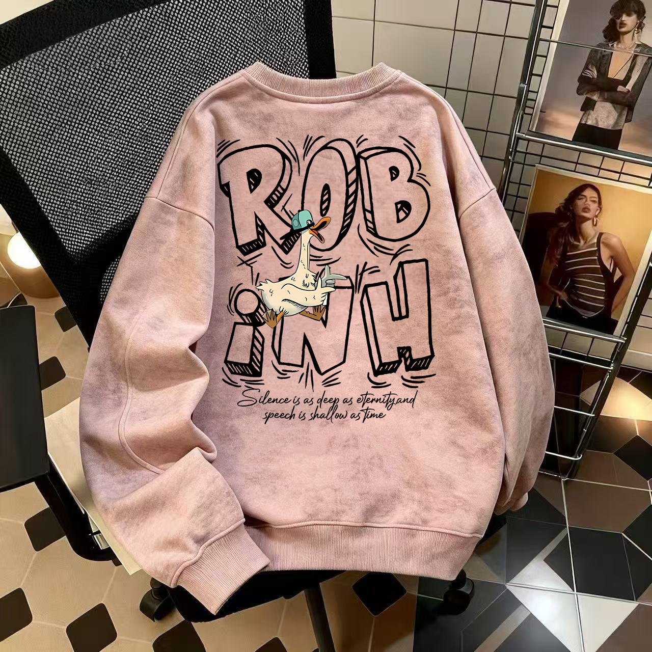 奥特莱斯~品牌外贸专柜捡漏个性扎染秋冬加绒保暖圆领卫衣潮男女