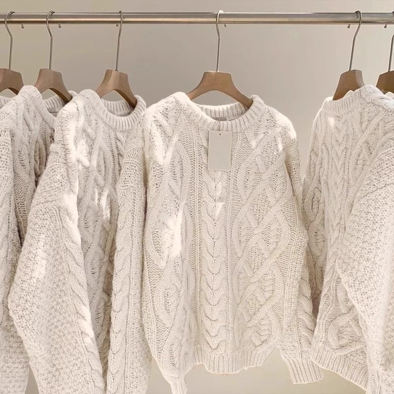 奥特莱斯~品牌外贸专柜捡漏麻花毛衣秋冬保暖加厚圆领男女针织衫