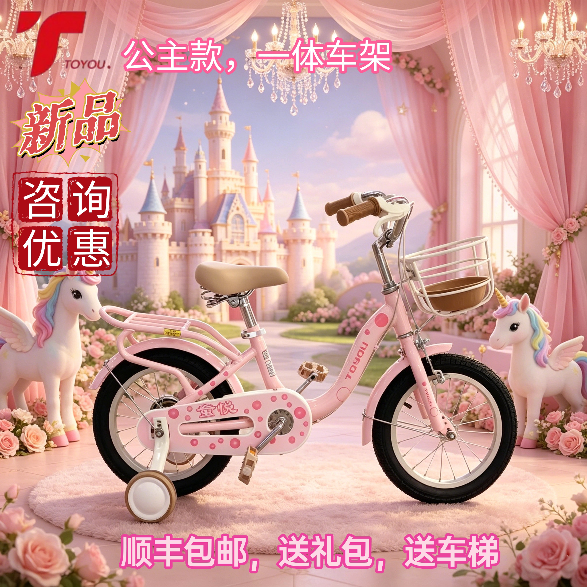 童悦思悦公主款儿童自行车14161820寸童车男女356789岁3C认证