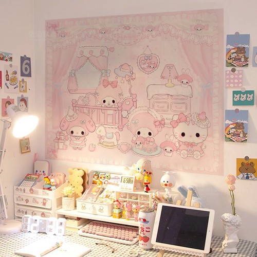 卡通日系萝莉背景墙挂布可爱少女心美乐蒂挂布背景布宿舍装饰挂毯 - 封面