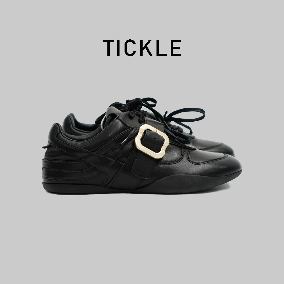 2025秋新款欧货擦色德训鞋平底休闲运动鞋百搭金属扣小皮鞋子女款