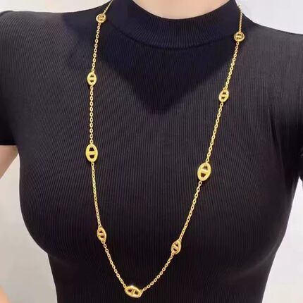 长款双D猪鼻子项链女款轻奢女士吊坠毛衣链配饰高级感妇女节礼物