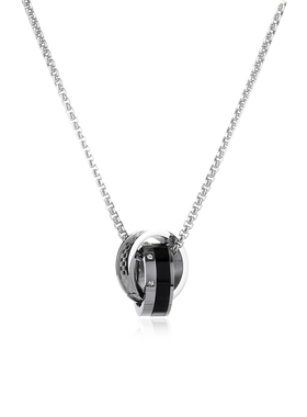 【王一博同款】双环男士项链男女轻奢钛钢吊坠潮流毛衣链生日礼物