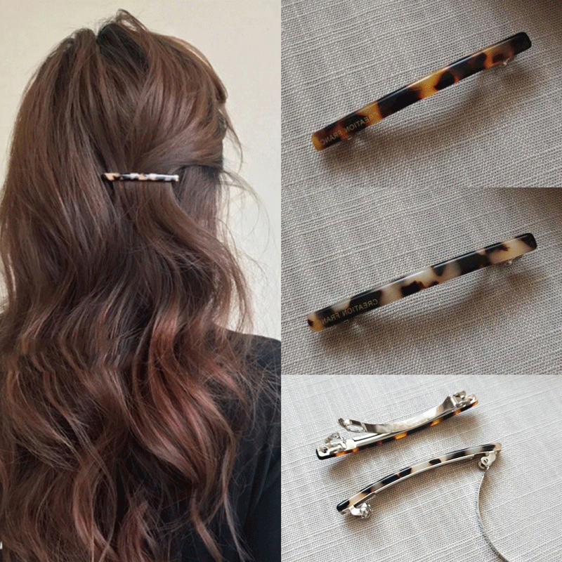新款豹纹刘海前额发夹女侧边高级感一字夹小巧精致边夹后脑勺发卡