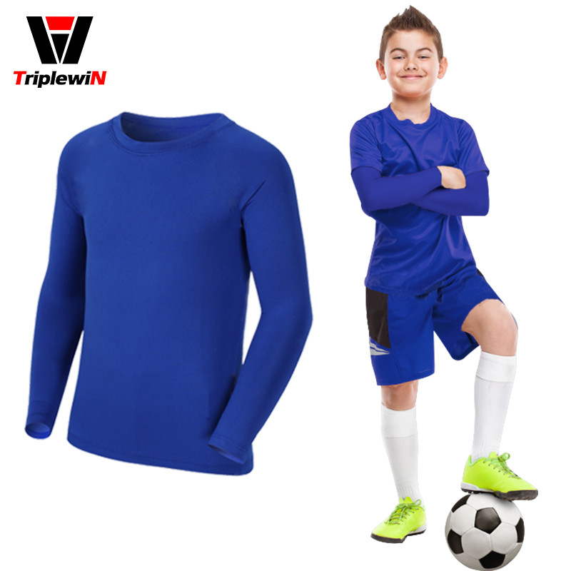 儿童打底防晒紧身上衣训练服 足球篮球骑行运动弹力紧身速干薄款