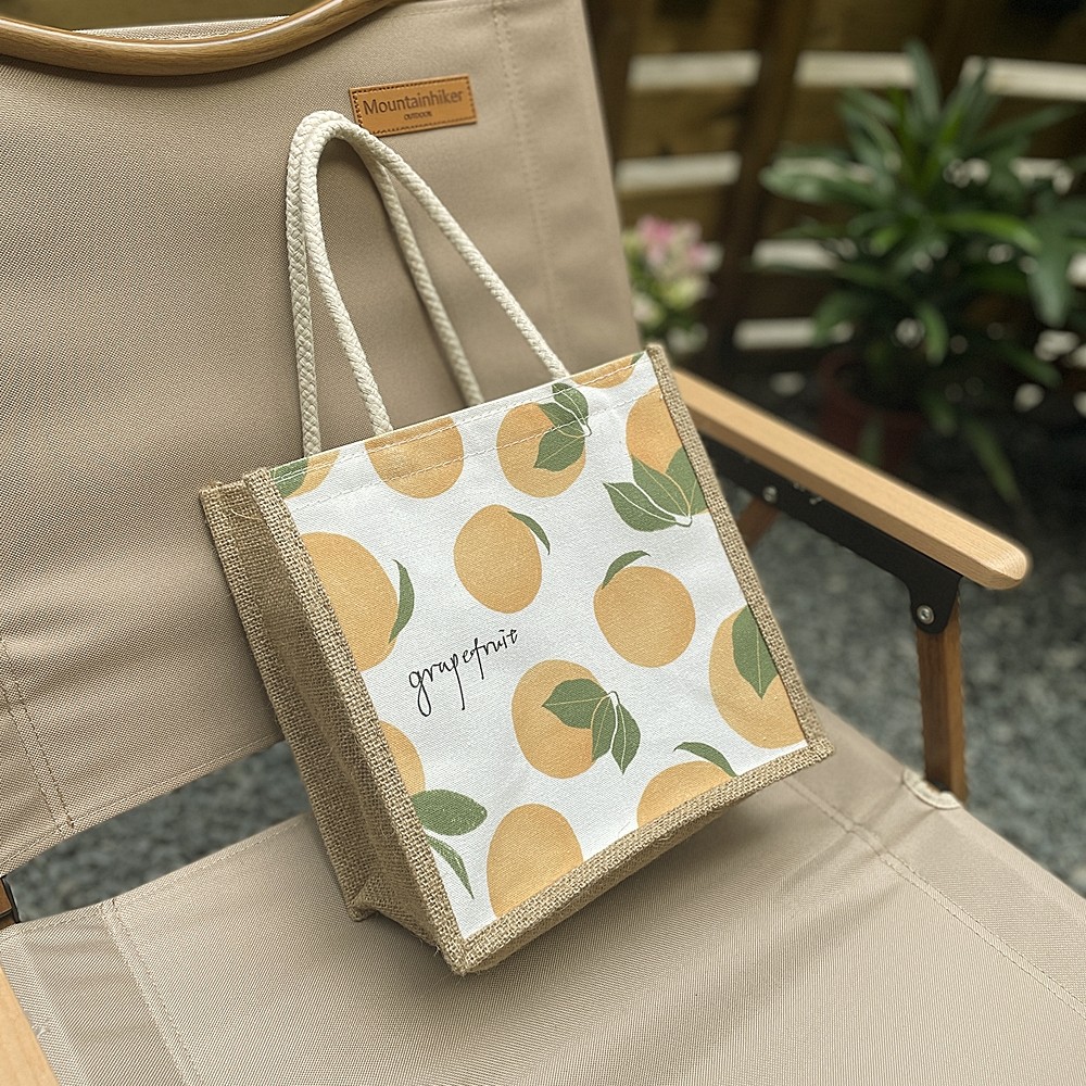 原创日式可爱手绘 ins风上班族便当包饭盒袋拉链麻布袋收纳袋防水