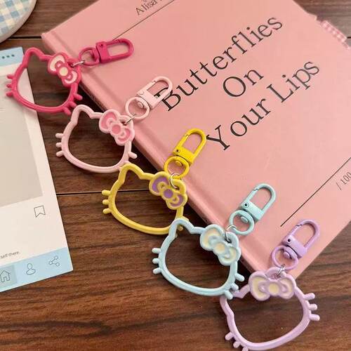 马卡龙色KT毛钥匙扣少女心