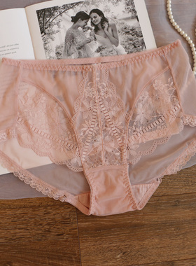 推荐中高腰性感蕾丝内裤女 薄款网纱三角裤胖MM无痕包臀大码透气