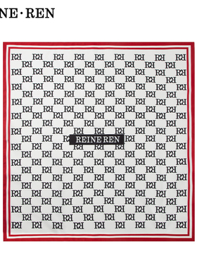 REINEREN设计师任茜 斜纹真丝52cm丝巾logo印花方巾