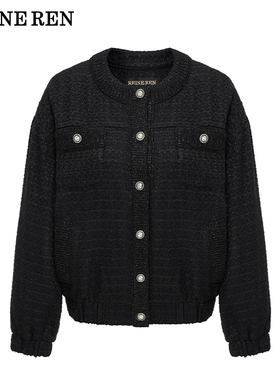 REINEREN任茜设计师款2026春季新款圆领针织拼接休闲小香风夹克